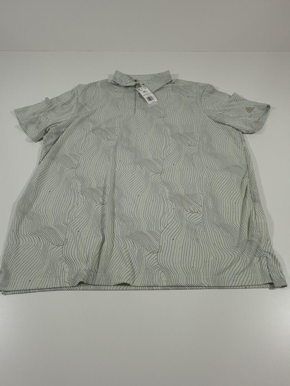 Adidas Polo Shirt Mens 2XL Green Graphic Golf Performance Stretch AOP